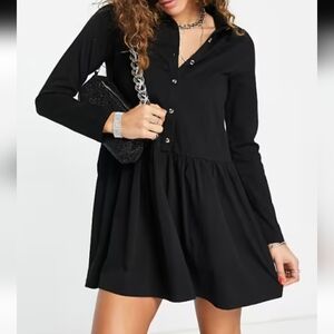 Asos Design Cotton Jersey Shirt Mini Dress